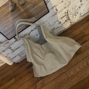 White real leather shopper